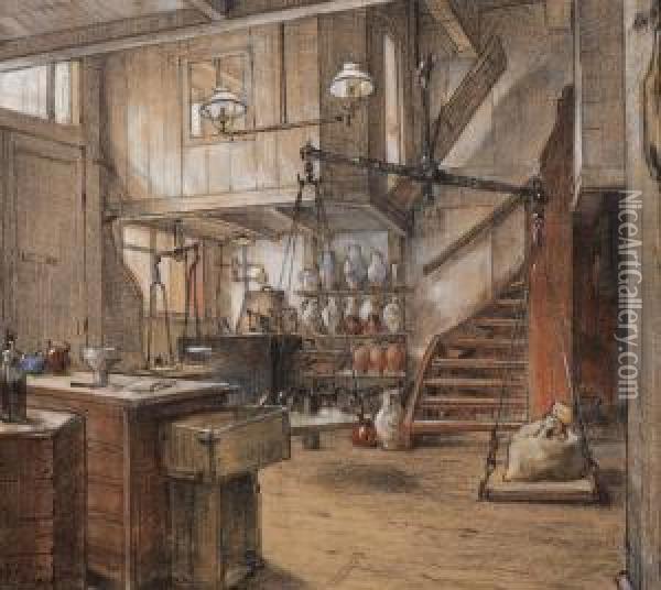 The Old Shop Of Brown And Heine Oil Painting - August Willem van Voorden