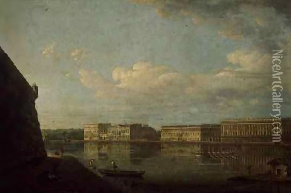 View of the Palace Embankment from St. Peter's and St. Paul's Fortress Oil Painting - Fedor Yakovlevich Alekseev