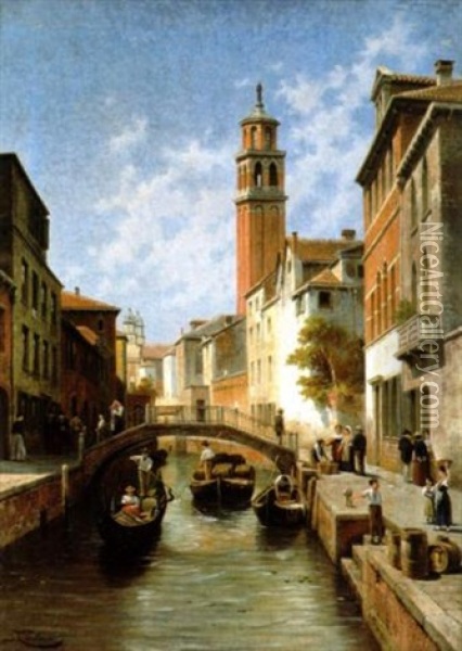 Vue A Venise Oil Painting - Jacques Francois Carabain