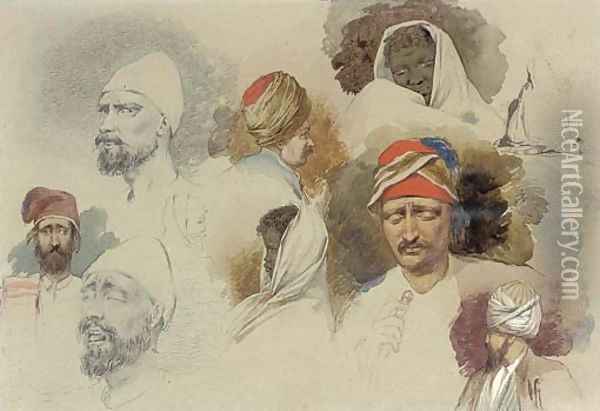 Study of Eastern heads and figures Oil Painting - Richard Dadd