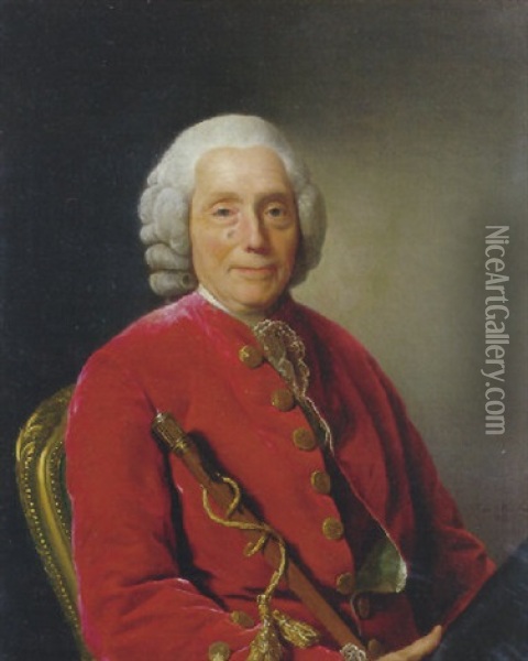 Portraet Af Adrien Jacques Puissant, Ecuyer Seigneur De La Villeguris Fermiergeneral Oil Painting - Alexander Roslin