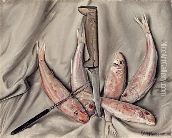 Rougets, Poissons D'avril Oil Painting - Francois Emile Barraud