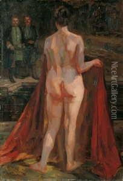 Susanna Im Bade. Oil Painting - Wilhelm Trubner