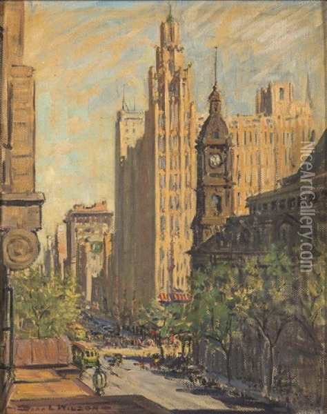 Collins Street, Melbourne Oil Painting - Dora Lynell A. Wilson