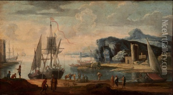 Vue D'un Port Avec Des Navires Oil Painting - Cornelis de Wael