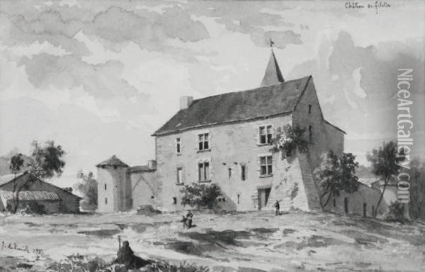 Le Chateau De Filolie Oil Painting - Jules De Verneilh-Puyraseau