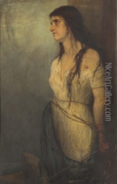 Portrait Of A Lady Oil Painting - Therese Schwartze