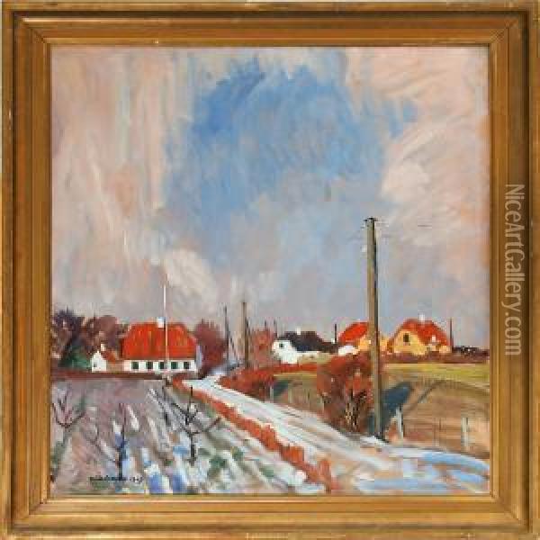 Scenery From Thuro, Winter Oil Painting - Niels Hansen