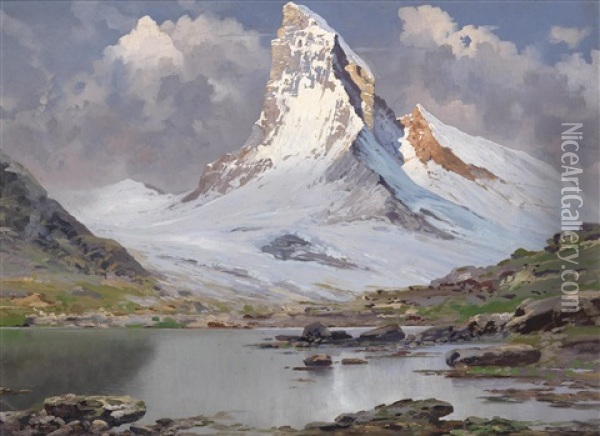 Blick Auf Das Matterhorn Oil Painting - Hans Sterbik