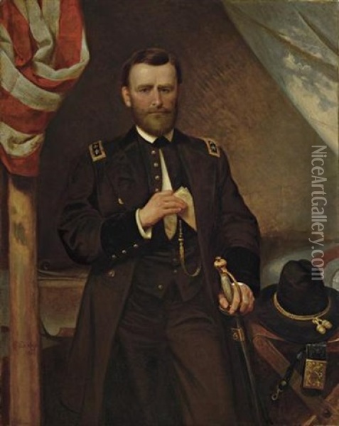 General Ulysses S. Grant In His Tent Oil Painting - Emanuel Leutze