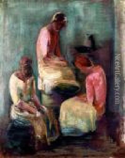 Trzy Kobiety Oil Painting - Leopold Gottlieb