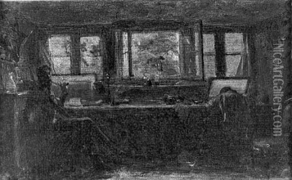 Interieur De L'atelier De L'artiste En 1847 Oil Painting - Adolphe Felix Cals