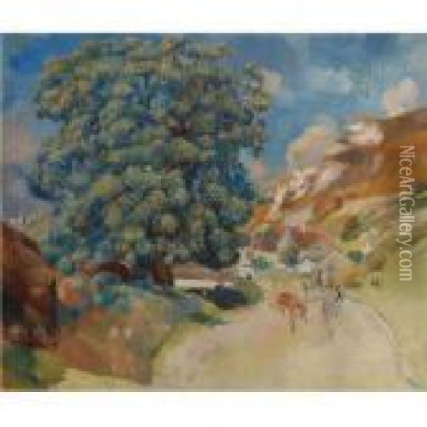 Le Grand Arbre Au Bord De La Route Oil Painting - Pierre Auguste Renoir