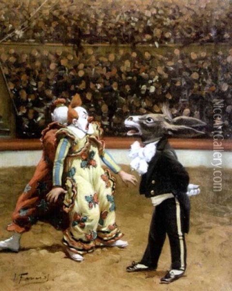 Bottom Et Les Clowns Oil Painting - Joseph B.B. Faverot