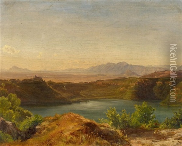 Albaner See Mit Castel Gandolfo Oil Painting - Friedrich Loos