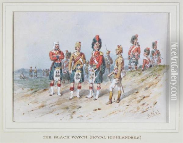 The Black Watch (royal 
Highlanders); The 42nd Royal Highlandregiment Of Foot, 1860; A Soldier 
From A Highland Regiment Oil Painting - Orlando Norie