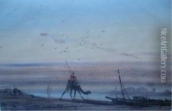 Coucher De Soleil Sur Le Nil Oil Painting - Louis Amable Crapelet