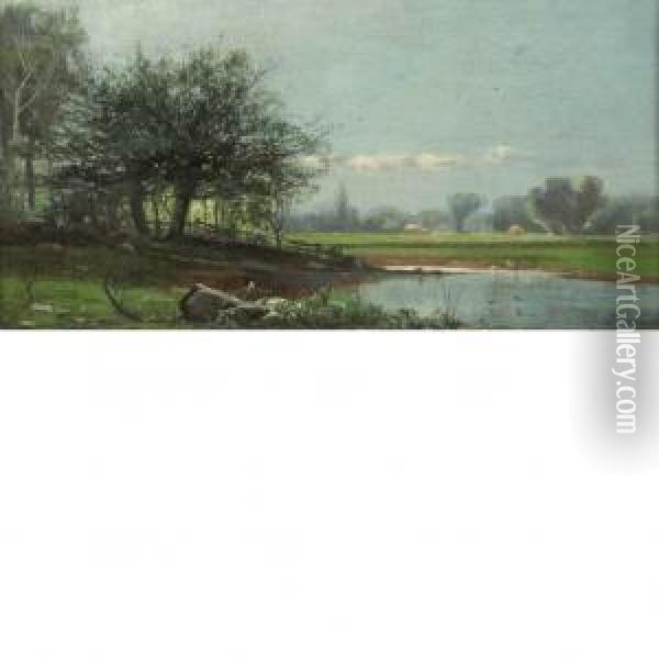 River Landscape Oil Painting - John Francis Murphy