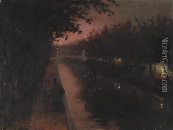 Tombee De La Nuit Lelong Du Canal Oil Painting - Franz Paul Guillery