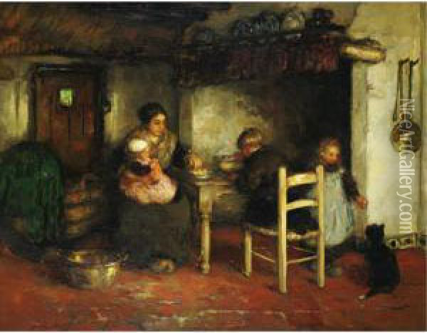 The Family Meal Oil Painting - Frantz Charlet