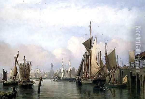Billingsgate Wharf, 1852 Oil Painting - James Wilson Carmichael