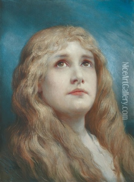Frauenkopf Oil Painting - Gabriel von Max
