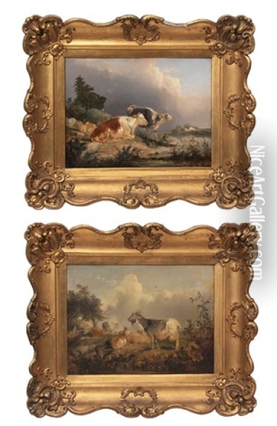 Landscapes With Cows And Goats Oil Painting - Thomas Sidney Cooper