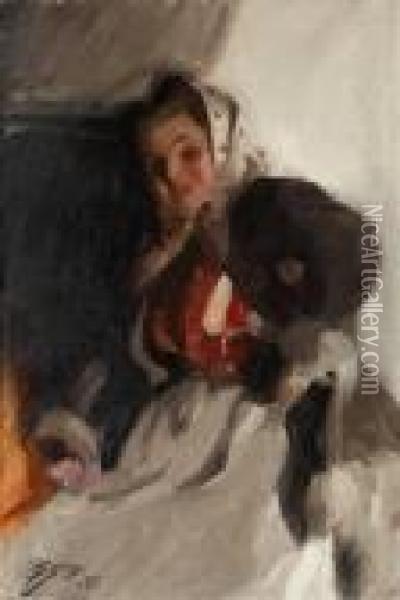 Vid Spisen Oil Painting - Anders Zorn
