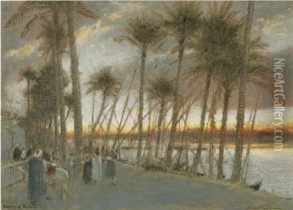 Banks Of The Nile Oil Painting - Albert Goodwin