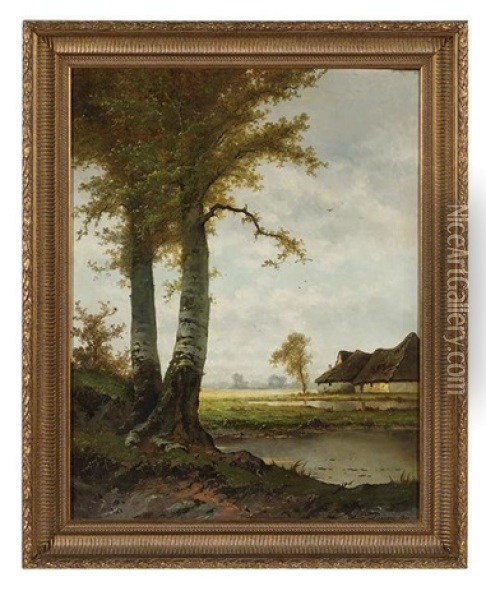 The Thatched Cottage Oil Painting - Henri Joseph Pieron