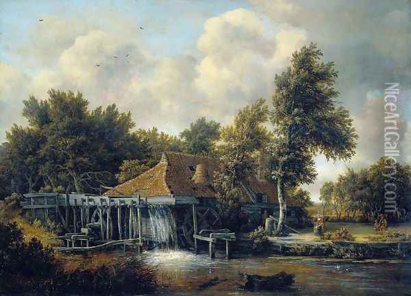 A Water Mill Oil Painting - Meindert Hobbema