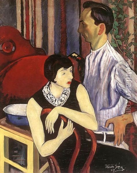 Painter and His Model 1927 Oil Painting - George Loftus Noyes