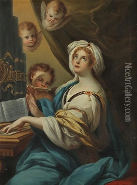 Saint Cecilia Oil Painting - Achille Leonardi