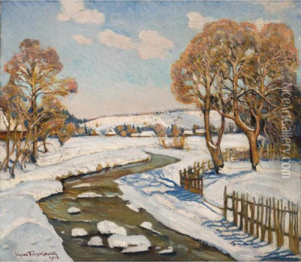 Winter Landscape Oil Painting - Stefan Filipkiewicz