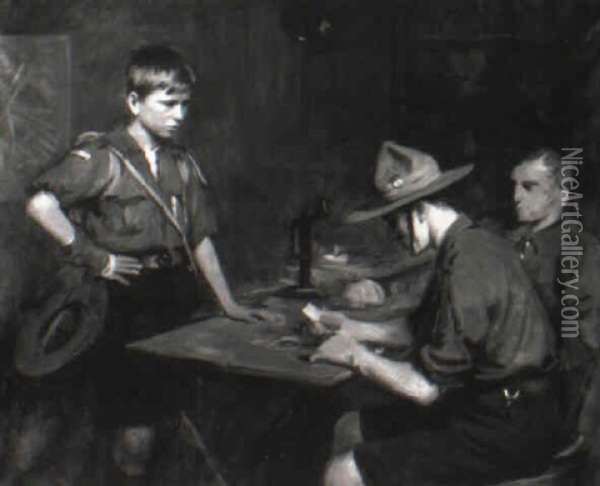 Boy Scout And His Leader Oil Painting - Ernest Stafford Carlos