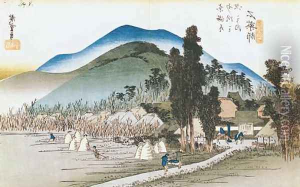 Ishiyakushi from the series 53 Stations of the Tokaido Oil Painting - Utagawa or Ando Hiroshige