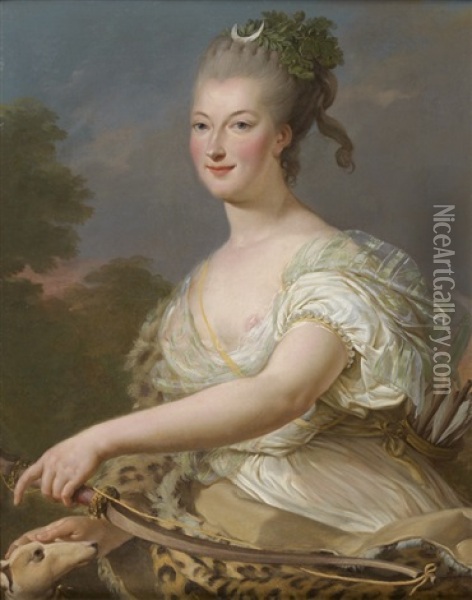 Portrait De Femme En Diane Chasseresse Oil Painting - Johann Ernst Heinsius