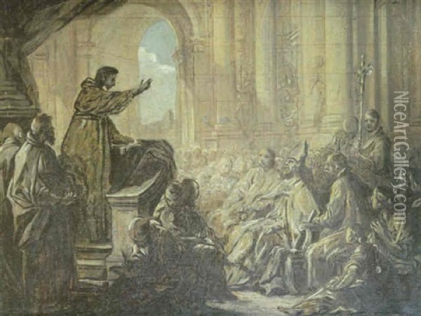 La Predication De Saint Augustin Devant Valere Oil Painting - Carle van Loo