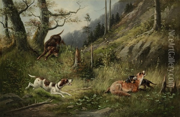 Fuchsjagd Oil Painting - Moritz Mueller the Elder
