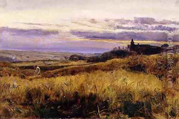 Cornfield at Sunset Oil Painting - John William Inchbold