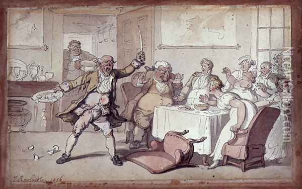Madness at the Dinner Table, 1816 Oil Painting - Thomas Rowlandson