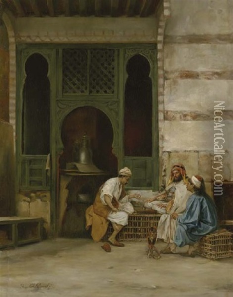 Chess Players, Cairo Oil Painting - Stanislaus von Chlebowski