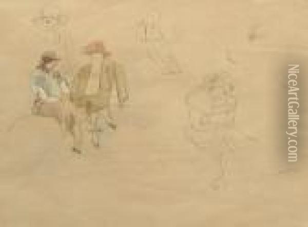 French -- Composite Figure Studies Oil Painting - Jules Pascin