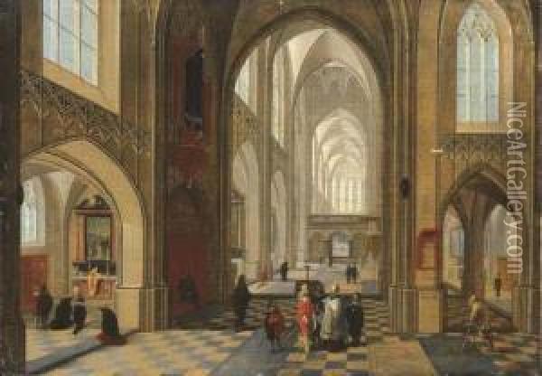 The Interior Of A Cathedral Oil Painting - Pieter Ii Neefs
