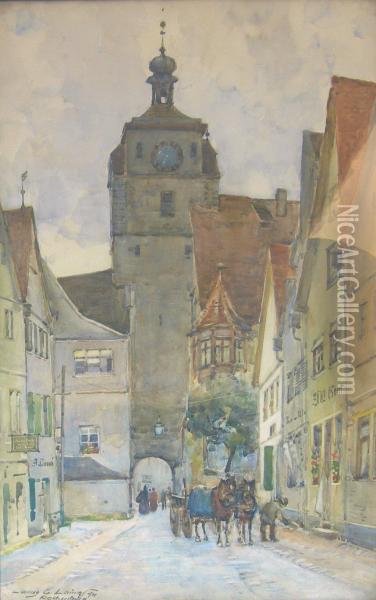 The Belfry, Rothenburg Oil Painting - James Garden Laing