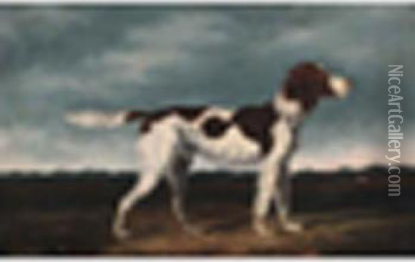 Setter In A Landscape Oil Painting - W.H.M. Turner