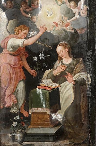 The Annunciation Oil Painting - Jean Baptiste de Saive