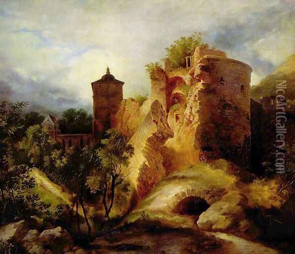The Ruined Tower of Heidelberg Castle Oil Painting - Karl Blechen