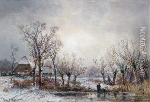 Winterlandschaft Oil Painting - Adolf Stademann