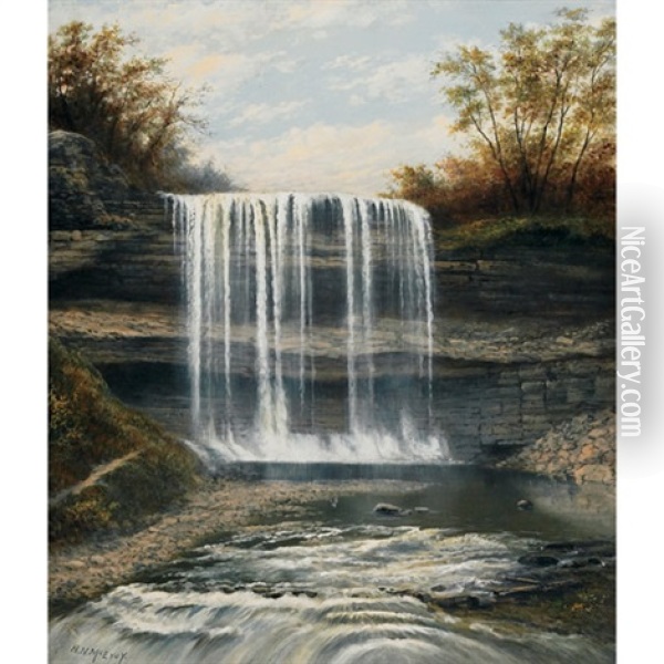 The Waterfall In Erindale, Ont Oil Painting - Henry Nesbitt Mcevoy
